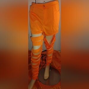 Women's Orange Cutout Leggings